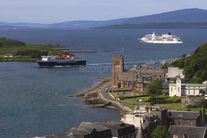 Cruise Ship And Mull Ferry Oban Bay Argyll