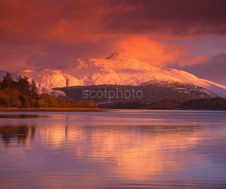 Winter Reflections Of Ben Cruachan In Loch Etive As Seen From Ardchattan Argyll