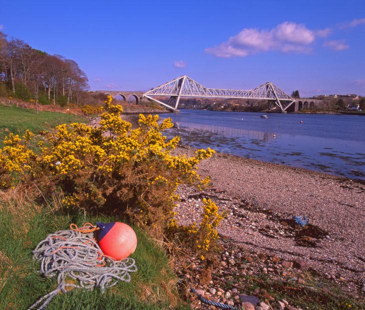 Spring View Towards Connel Bridge As Seen From The Shore Of Loch Etive Argyll