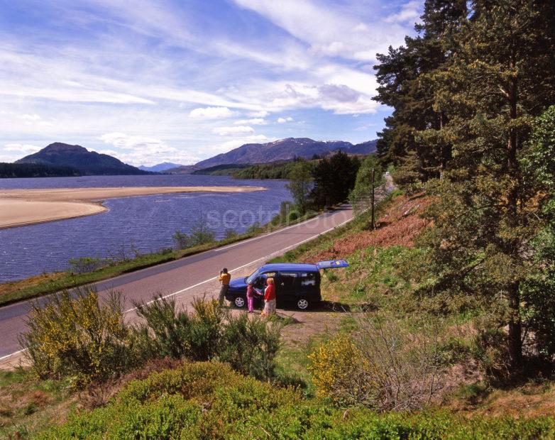 Tourist Admire The Views From Loch Laggan