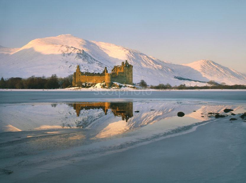 Winter Reflections Of Kilchurn Castle In Loch Awe Argyll