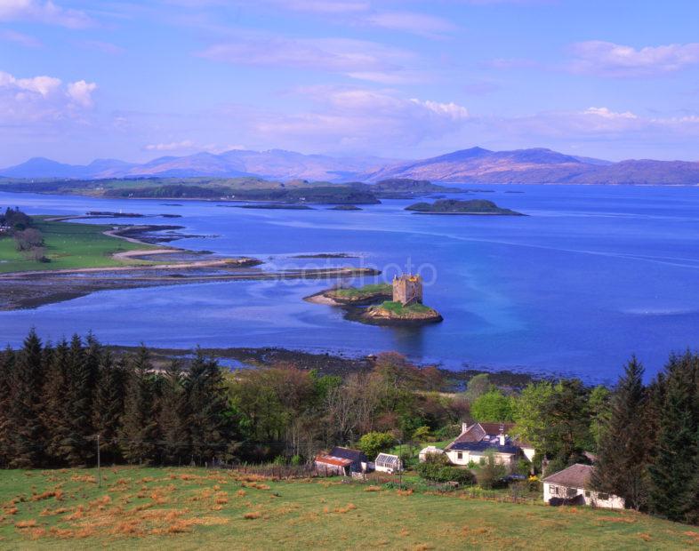 Looking Down Onto Castle Stalker And Isle Of Lismore