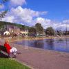 Summer View From The River Teith In The Popular Village Of Callander Central Scotland