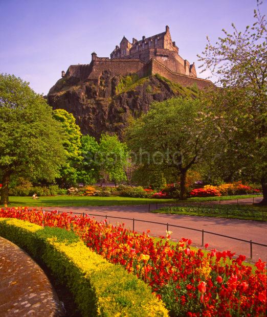 Edinburgh Castle As Seen From Princes Street Gardens Lothian