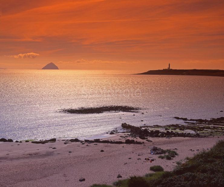 Pladda Island And Ailsa Craig As Seen From The South Coast Of Arran Near Kildonan Island Of Arran Firth Of Clyde