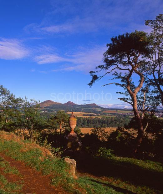 View Of The Eildon Hills From The Wallace Statue And Urn Near Bermersyde Scottish Borders