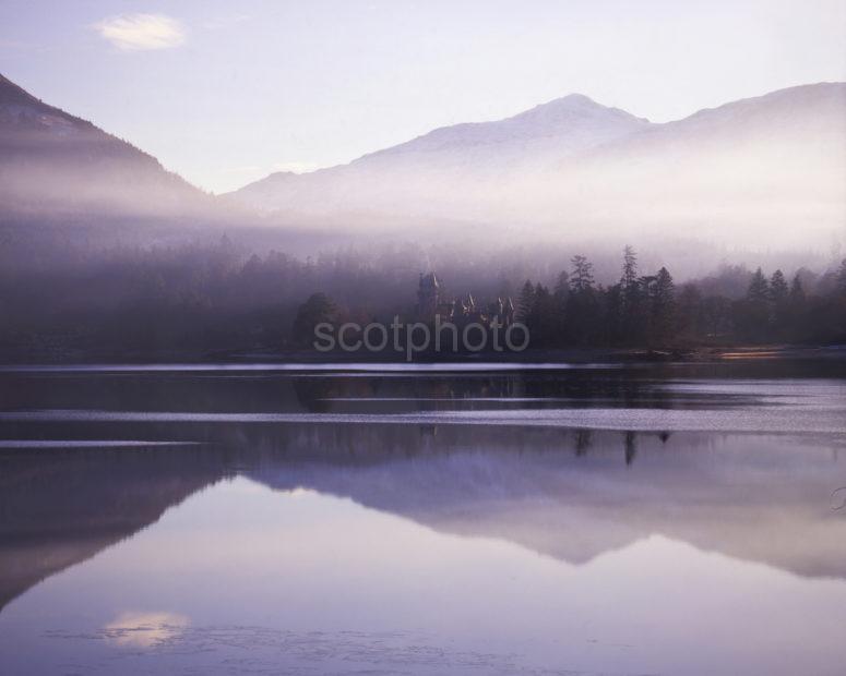 Ardverickie Castle On A Misty Loch Laggan Inverness Shire