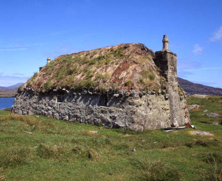 Old Croft With Weathered Thatch North Glendale South Uist