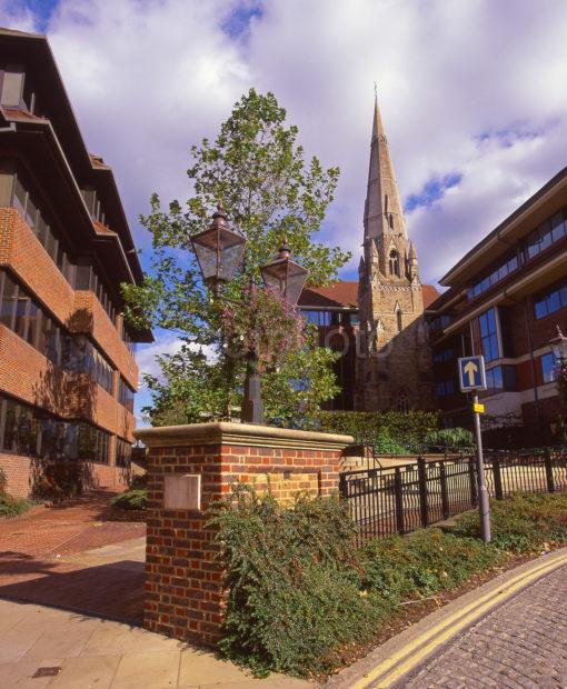 A Quiet Corner In The Modern Town Of Horsham With St Marks Church Horsham West Sussex England