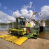 Agriculture Machinery Drives Off The Colintrive Ferry On Bute