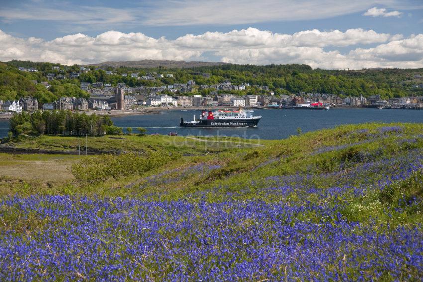 FERRY ARRIVES OBAN BAY SEEN FROM KERRERA