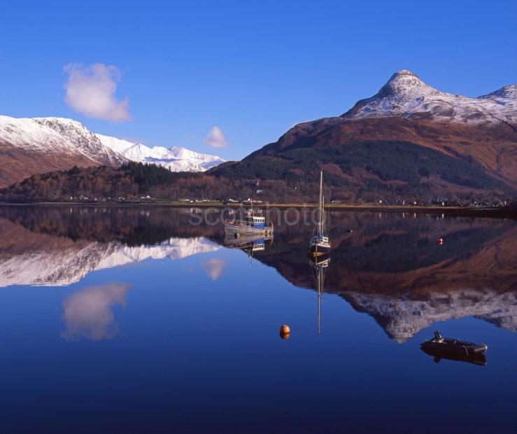 Peaceful Winter Scene Across Loch Leven Towards The Pap Of Glencoe And The Mamore Hills Glencoe West Highlands