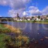 An Early Autumn View Towards Peebles As Seen From The South Bank Of The River Tweed Peebles Scottish Borders