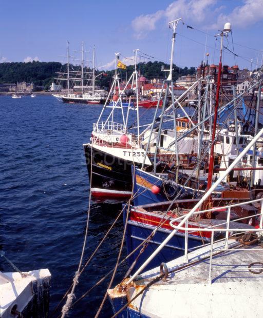 Oban Bay Fishing Boats And Tall Ship From Rail Pier