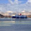 Winter View With MV Isle Of Mull With Snowy Hills Of Mull Oban Bay