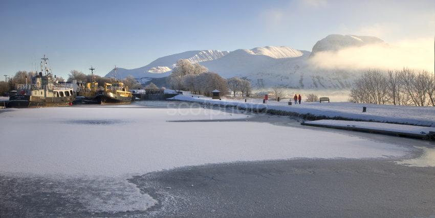 Panoramic Winter Scene At Corpach With The Ben Cal Canal