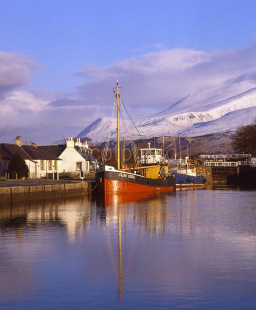 Peaceful Winter Reflections In Corpach Basin Lochaber Inverness Shire