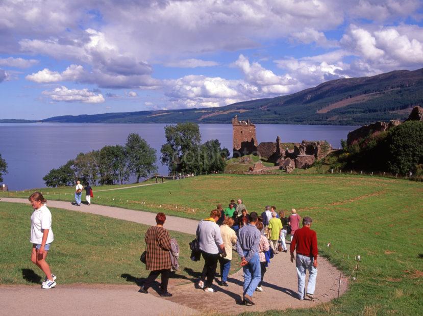 Busy Scene At Urquhart Castle Loch Ness