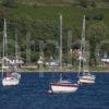 Yachts Bethed In Loch Ranza Adjacent To The Castle Arran