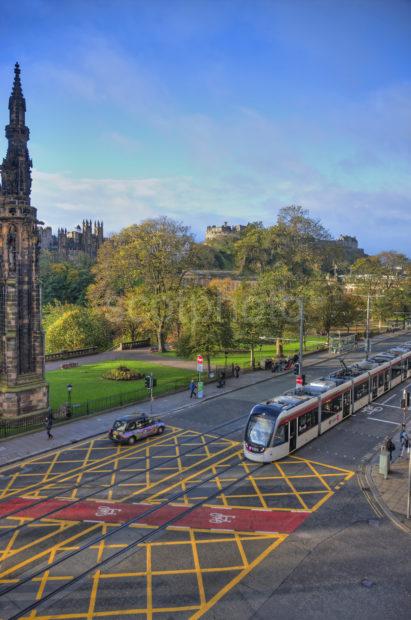 0I5D9695 Tram On Princes Street With Castle In The Distance