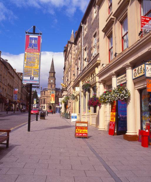 A Summer View Looking Up The Main Street In Stirling City Centre Central Region