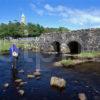 Fishing On The River Bellart With Kilmore Celtic Church Tower Dervaig Mull