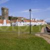 WY3Q9789 Dysart Seafront With St Serfs Chruch Tower 1550 Fife