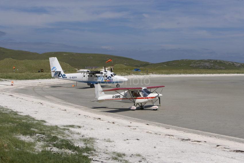 Y3Q9130 Aircraft Parked At Barra Airport Outer Hebrides