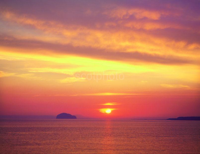 Sunset Over Firth Of Forth And Bass Rock