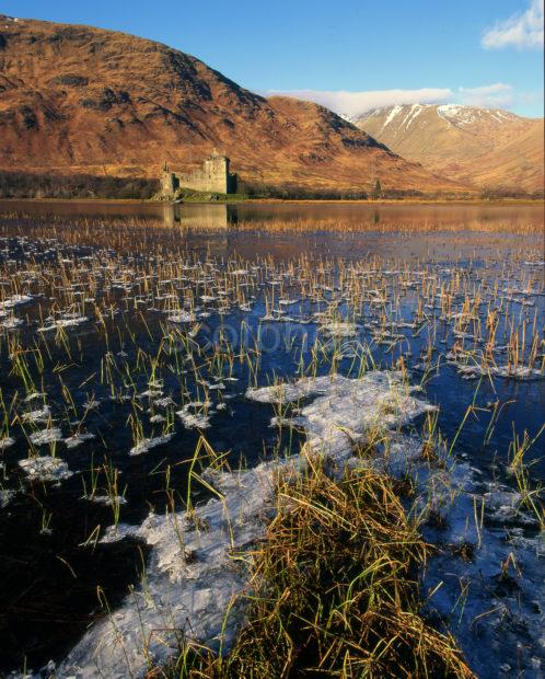 Frosty Scene Portrait To Kilchurn Castle Loch Awe