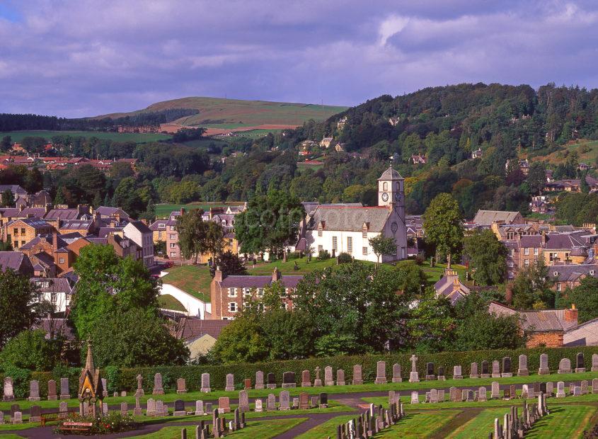 Unusual View Looking Towards Hawick And St Marys Kirk Hawick Scottish Borders