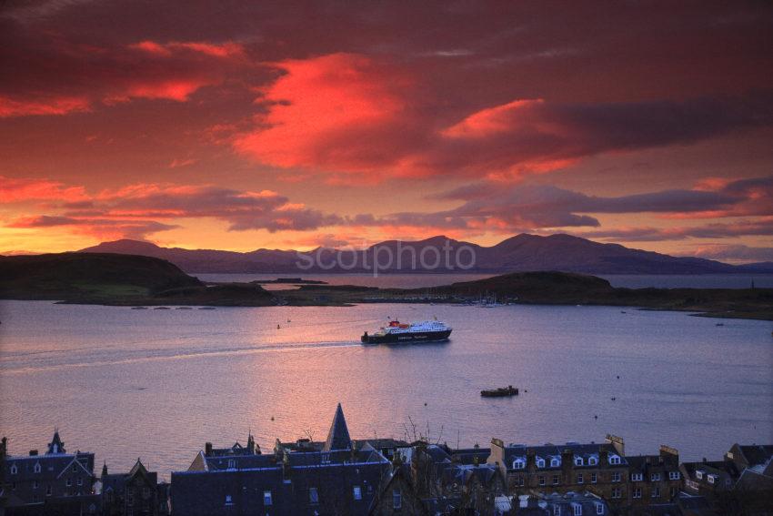 The Clansman Departs Oban At Sunset