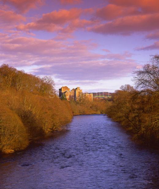 Early Spring View Towards Doune Castle And The River Teith Stirling Trossachs Area