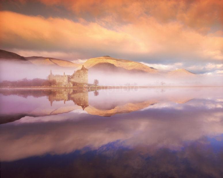 Misty Autumn View Across Loch Awe To Kilchurn Castle