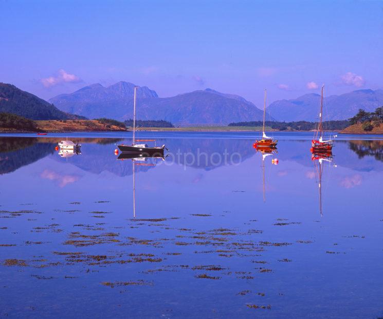 Peaceful View From The Shore Of Loch Leven From Glencoe With The Morvern Hills In View West Highlands