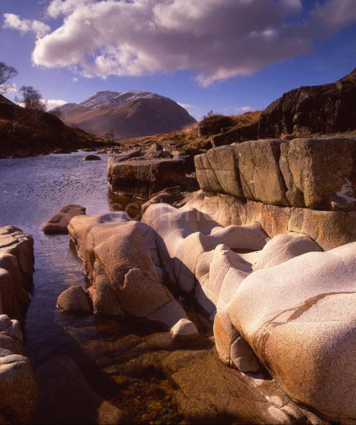 Rugged Scenery In Glen Etive As Seen From River Etive Argyll