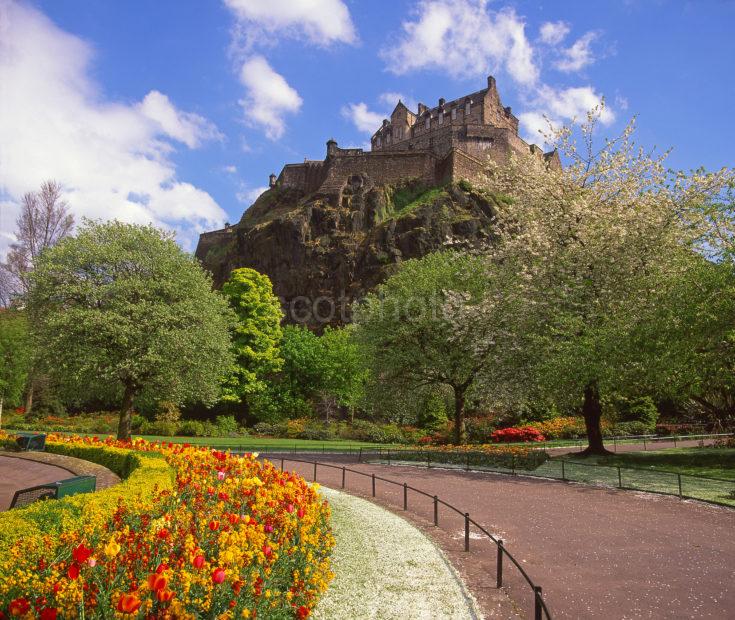 Summer Scene Towards Edinburgh Castle From Princes Street Gardens Edinburgh