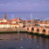 The Old Bridge Across River Tweed Towards Berwick Upon Tweed Borders