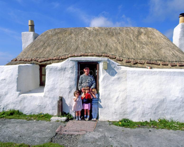 Crofter With Young Family 1980s Scaranish Tiree