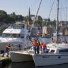 WY3Q0489 Catamaran Arrives At Rothesay Pier Bute