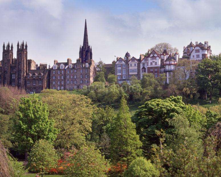 Spring View From Princes St Garden To The Mound And Ramsey Terrace