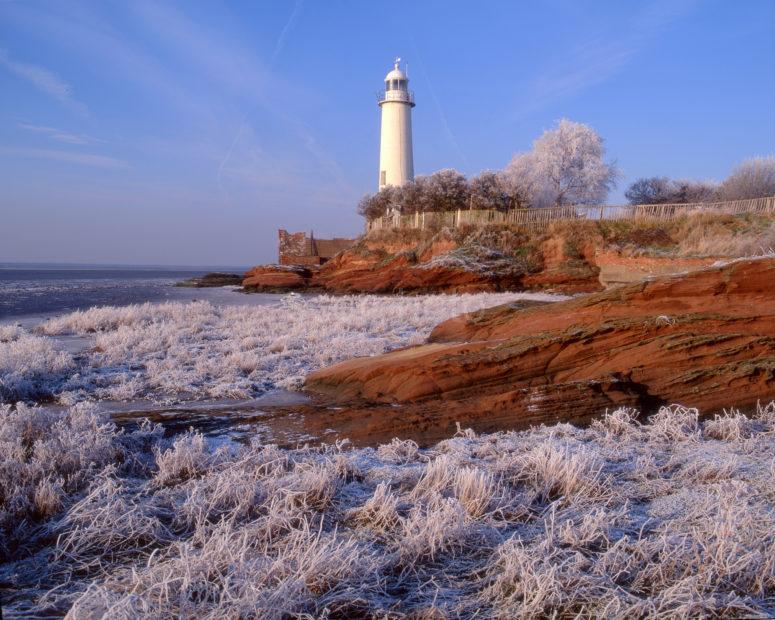 Hale Lighthouse With Morning Frost Merseyside Cheshire