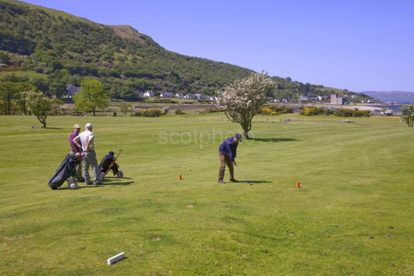 Lochranza Golf Club With Castle Island Of Arran