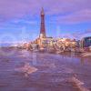 Late Summer View Looking Along The Seafront Towards The Town Centre And Tower At Blackpool Lancashire