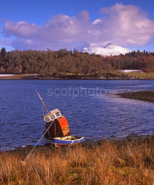 Winter View From The Shore Of Loch Etive Toward A Snow Capped Ben Cruachan Argyll