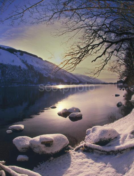 Winter From Shore Of Loch Oich The Great Glen Scottish Highlands