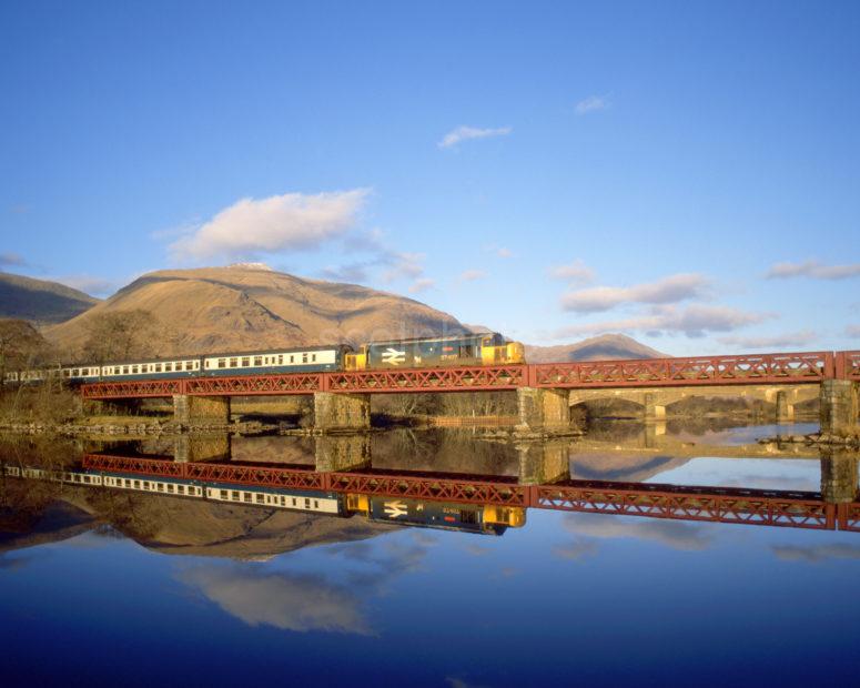 Class 37 407 Crossing Loch Awe With Oban To Glasgow Service