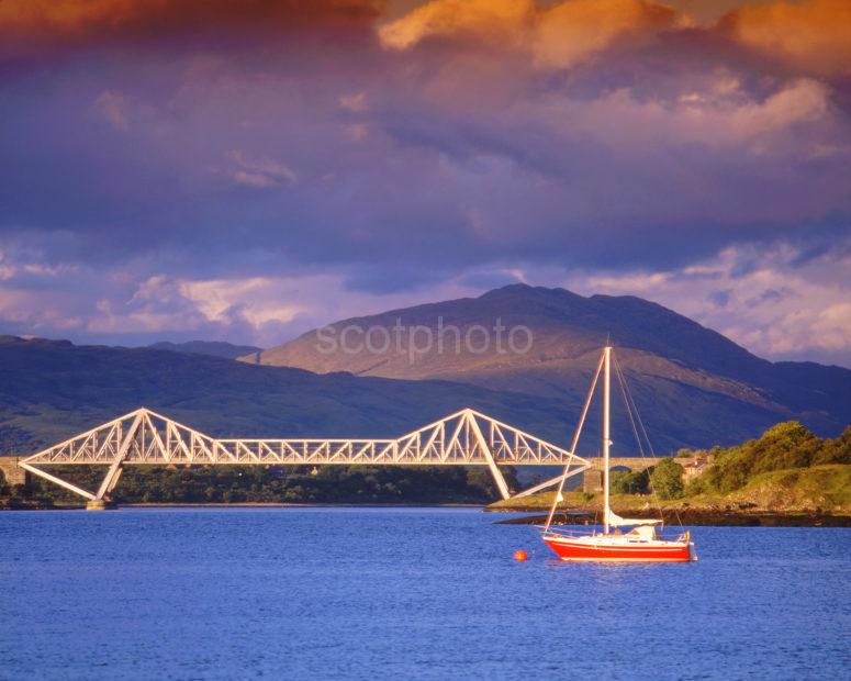 Dramatic Evening Light Over Connel Bridge And Loch Etive Hills Connel Argyll