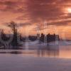 Winter Sunset From A Frozen Loch Towards Linlithgow Palace West Lothian