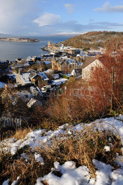 Winter Snow Scene North Side Oban Bay From Tower Oban